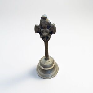 Antique Brass Hindu Temple Bell with Garuda Figure Handle